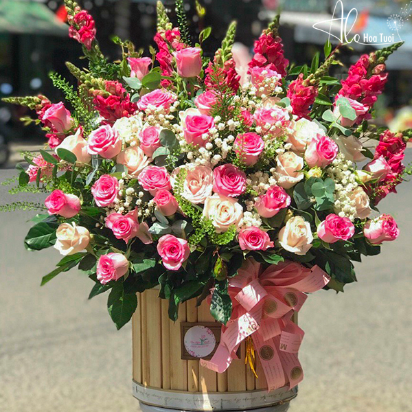 Lẵng hoa chúc mừng sinh nhật công ty hoa khai trương đẹpLH42  Shop hoa  tươi Cầu Giấy Lan hồ điệp Điện hoa Hà Nội Vincy Garden
